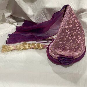 Disney Parks Authentic Purple Princess Hat With Veil & Tangled Repunzel Braid